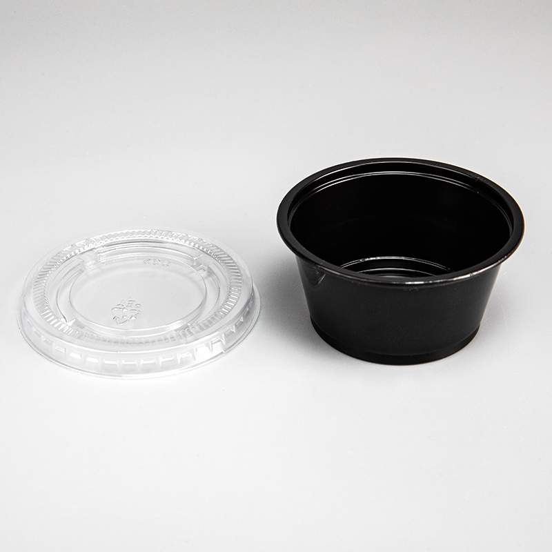 Tasse à sauce en plastique PP transparent ou noir de 2,0 oz