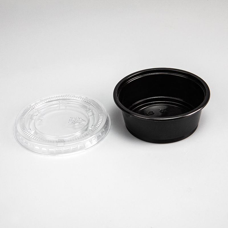 Tasse à sauce en plastique PP transparent ou noir de 1,5 oz